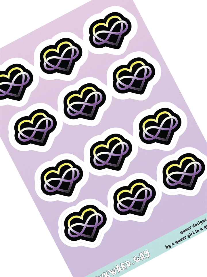 Non-binary Pride Gradient Polyamory Infinity Heart Sticker Sheet product image (1)