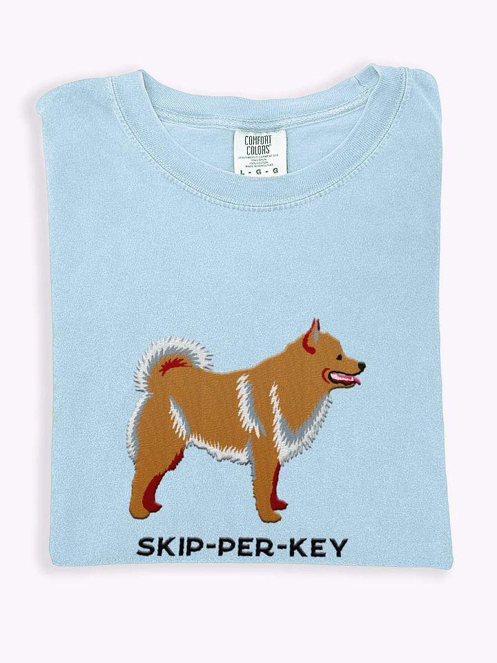 Skip-Per-Key T-Shirt(Embroidered) of a Schipperke(Tan) product image (1)