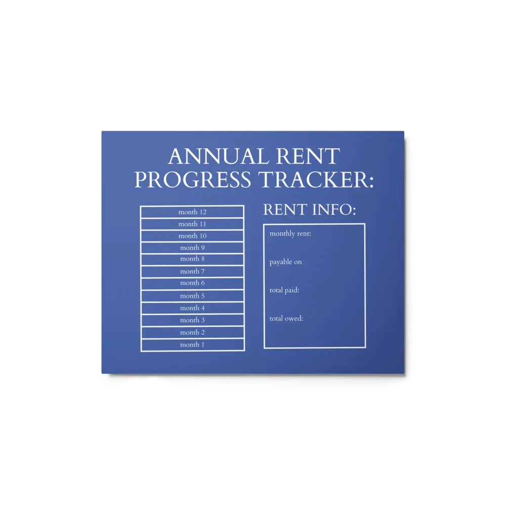 HIGHFALUTIN ANNUAL RENT TRACKER (white design 10) product image (1)
