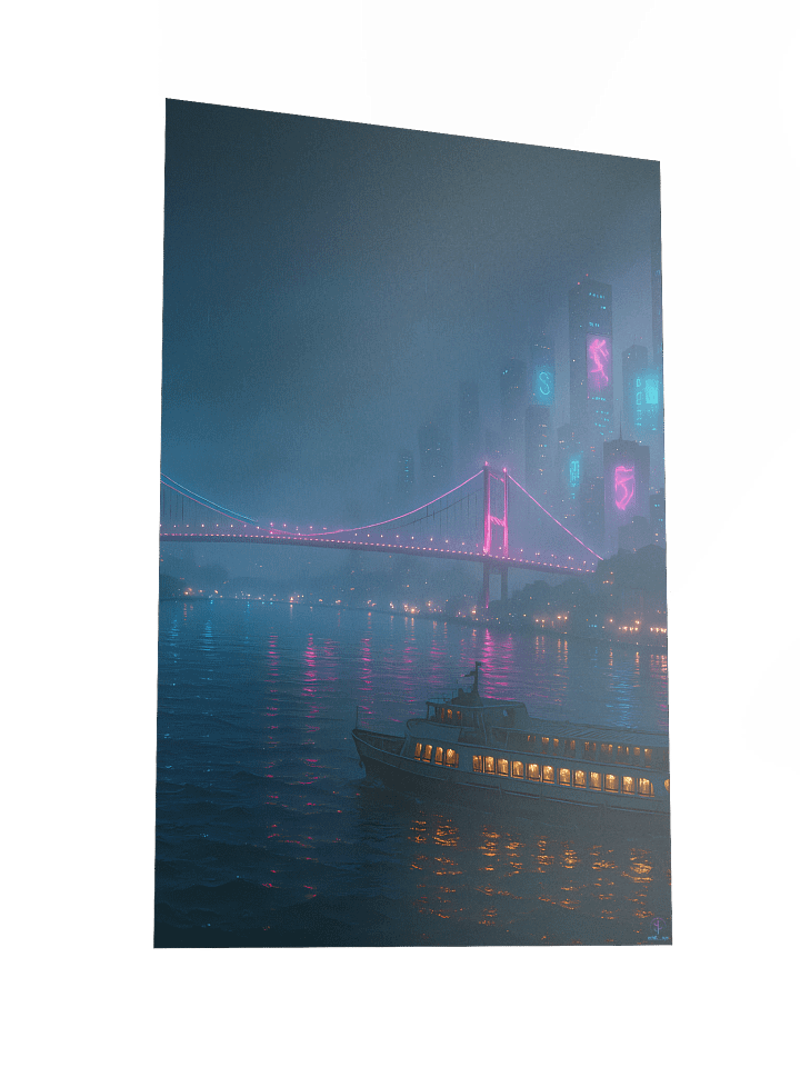 Cyberpunk Istanbul Bosphorus Poster - Neon Cityscape Wall Art (12x18", 20x30", 24x36") product image (2)