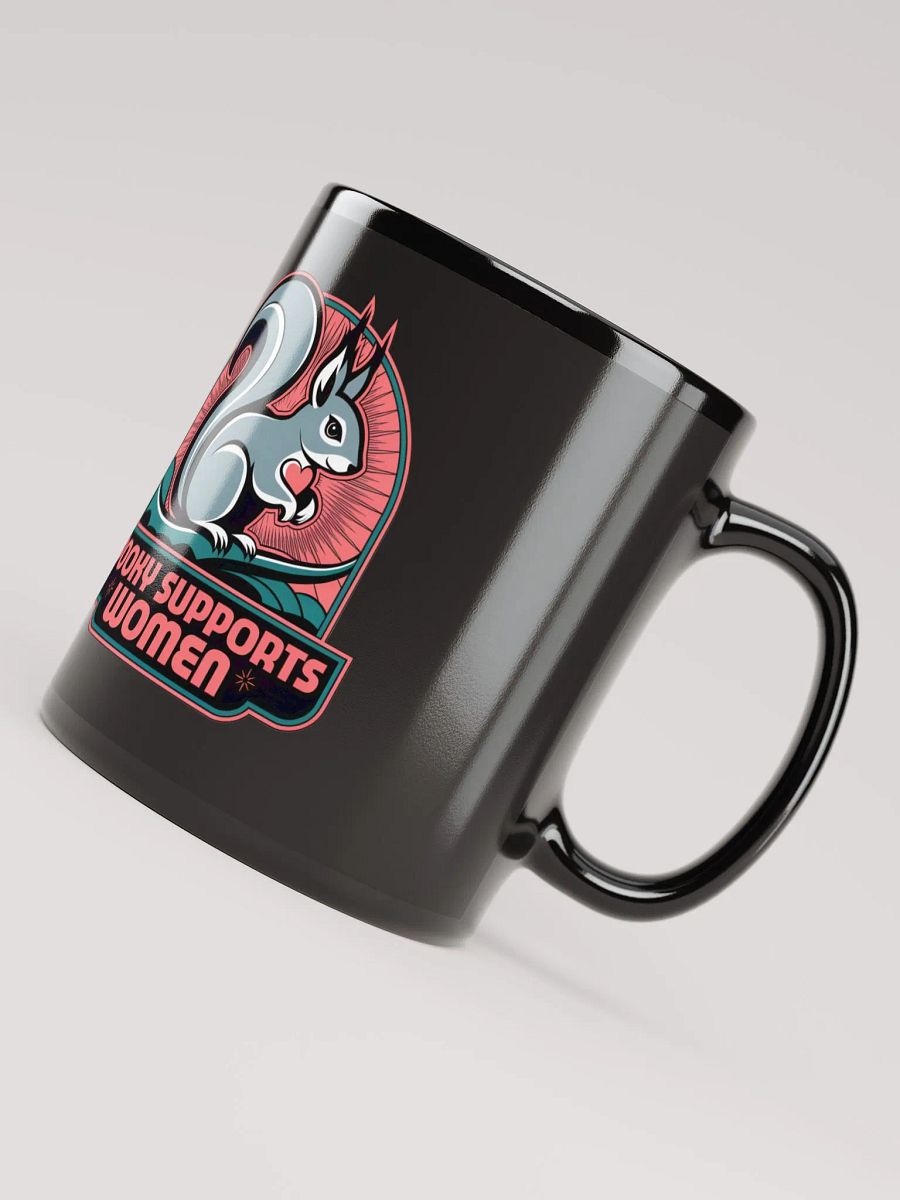 Bkack Mug: Pooky Supports Women, Pink Stylized product image (7)
