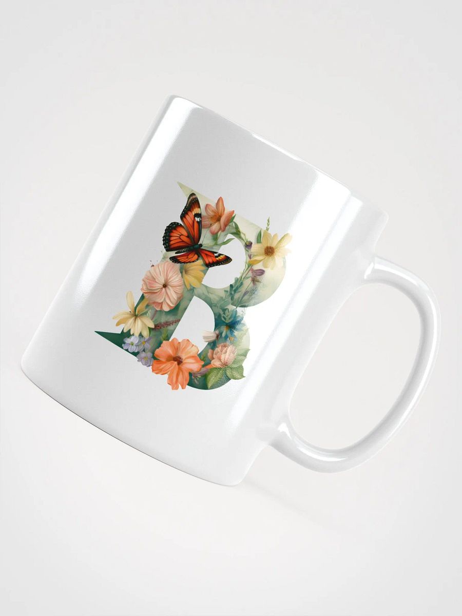 Letter B Monogram Floral Fantasy White Glossy Mug product image (10)