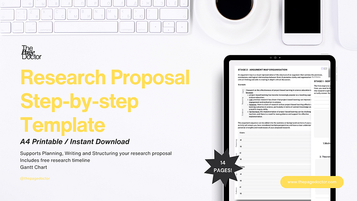 Research Proposal Step-By-Step Template + Gantt Chart product image (2)