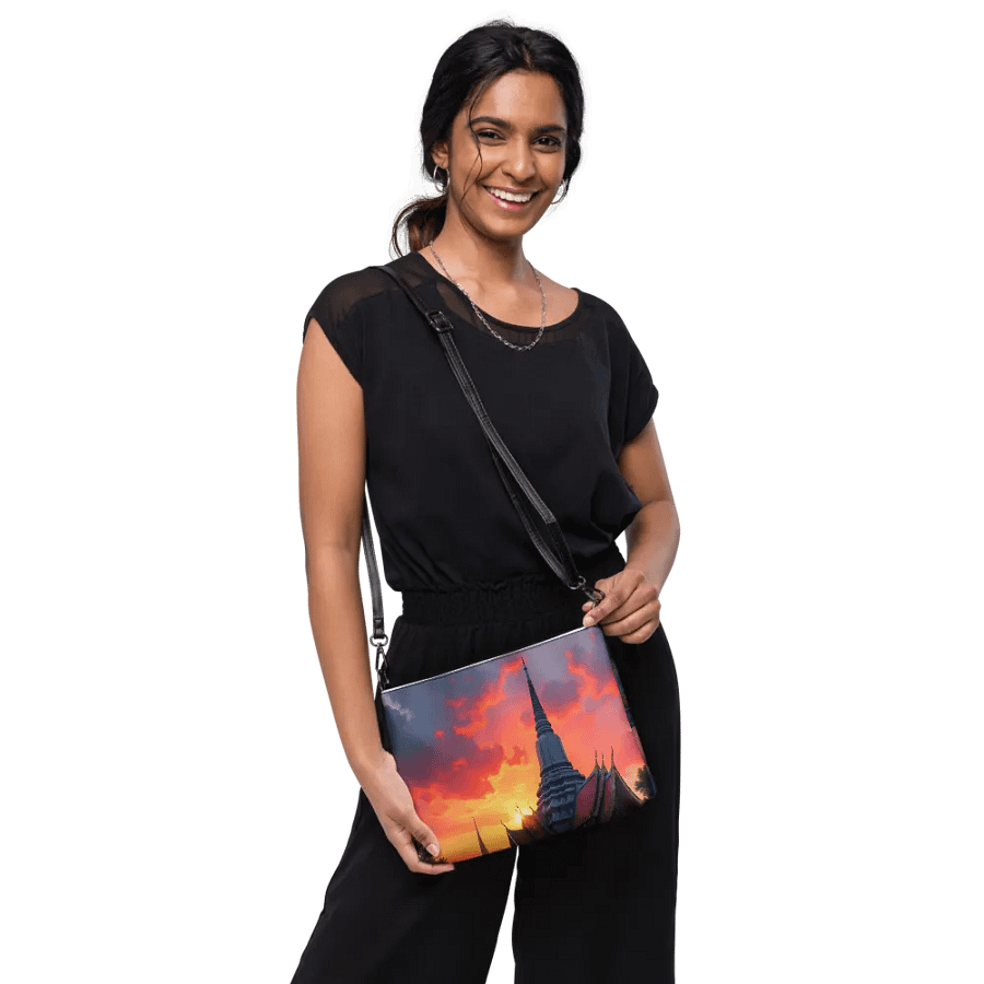 Tuk-Tuk at Sunset Near Thai Temple Crossbody Bag. product image (10)