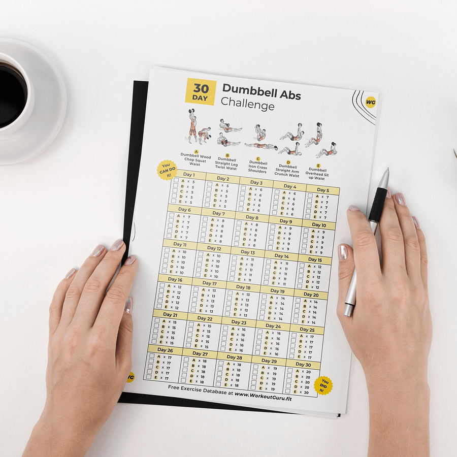 30 Day Dumbbell Abs Challenge - Printable Workout Tracker product image (5)
