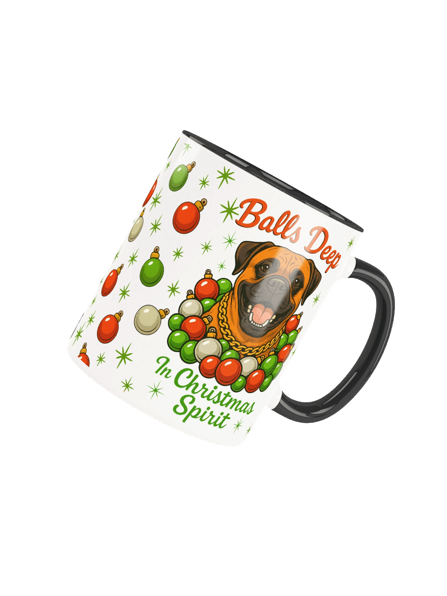 Funny Dog Lover Mug –"Balls Deep In Christmas Spirit"– Funny Dog Lover Mug, Holiday Gift for Dog Lovers, Bullmastiff Retro Christmas Mug product image (5)