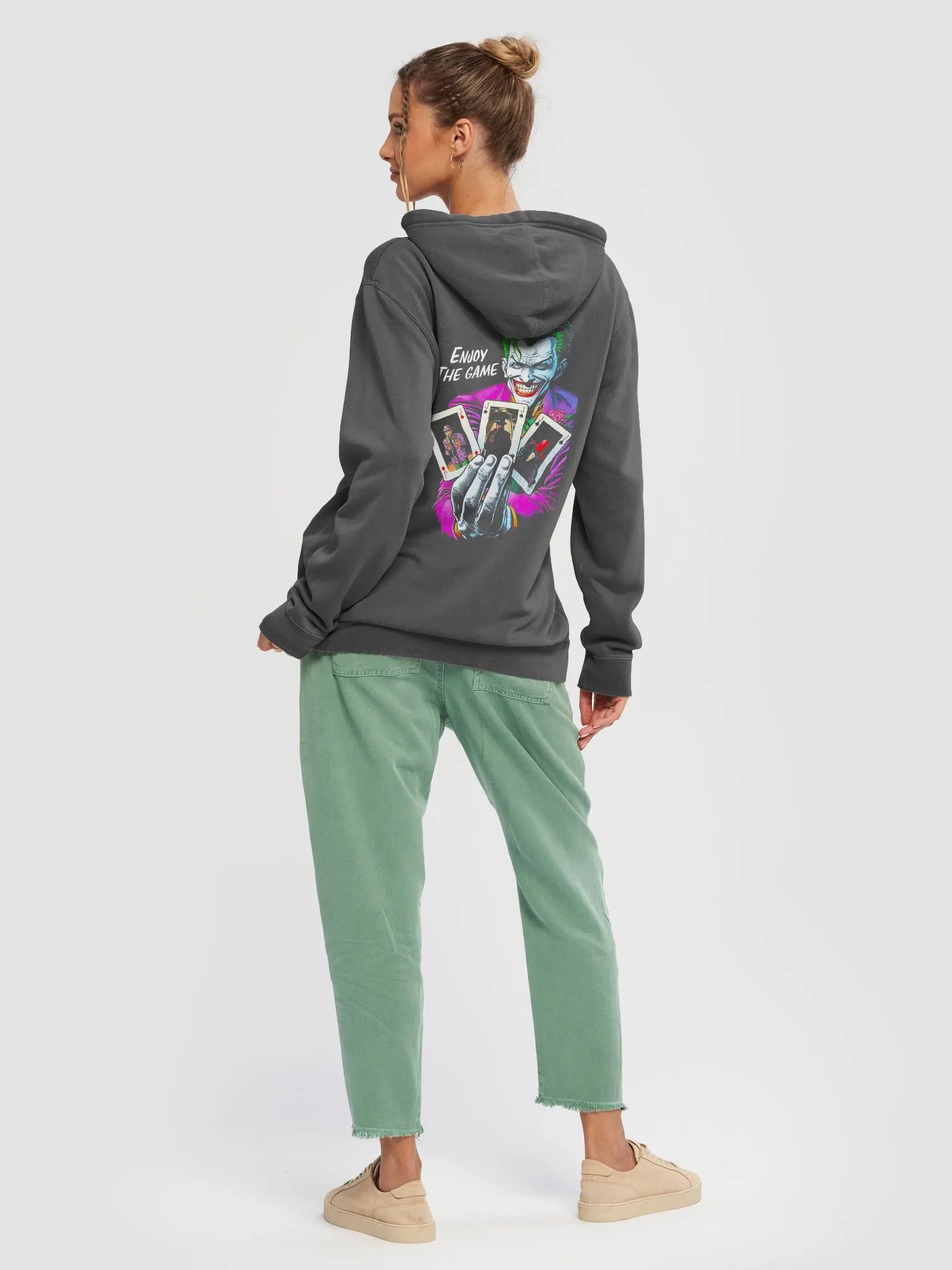 Grinning Gambler Pigment-Dyed Hoodie | Unique & Stylish Streetwear Pullover product image (4)