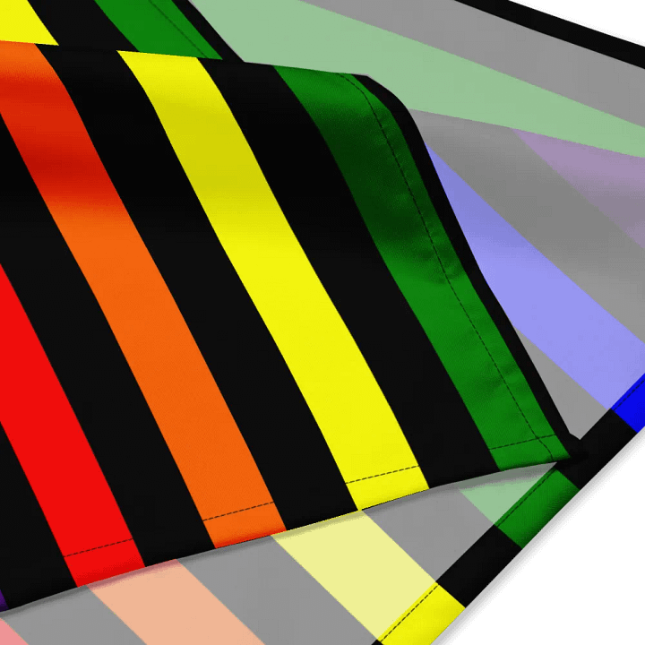 Twisted Rainbow Black Stripes Bandana, Colorful Queer Pride Accessory product image (3)