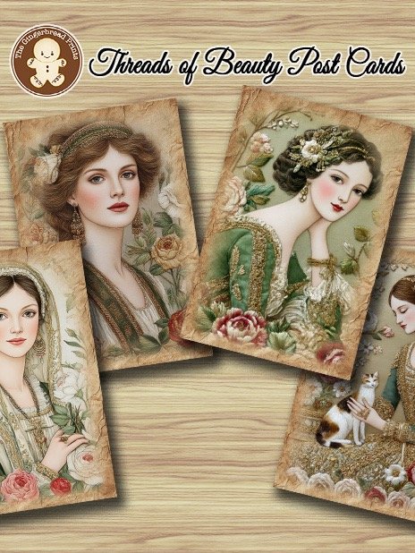 Threads of Beauty 4 Postcards Set Digital Download product image (2)