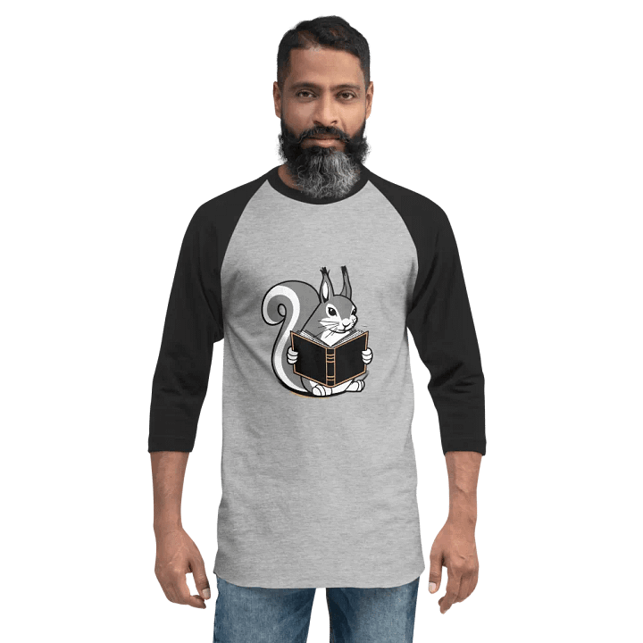 Bookworm Squirrel ¾ Sleeve Raglan Tee product image (2)
