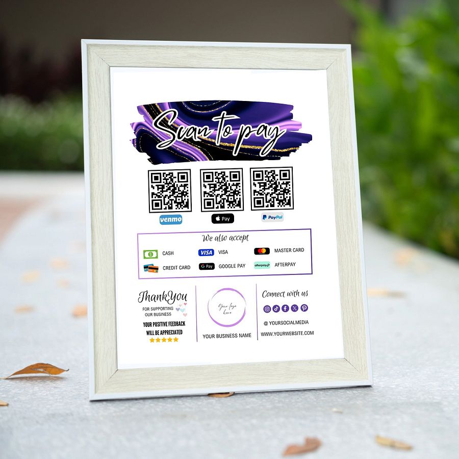 Amethyst - Scan To Pay QR Code Sign Template product image (6)