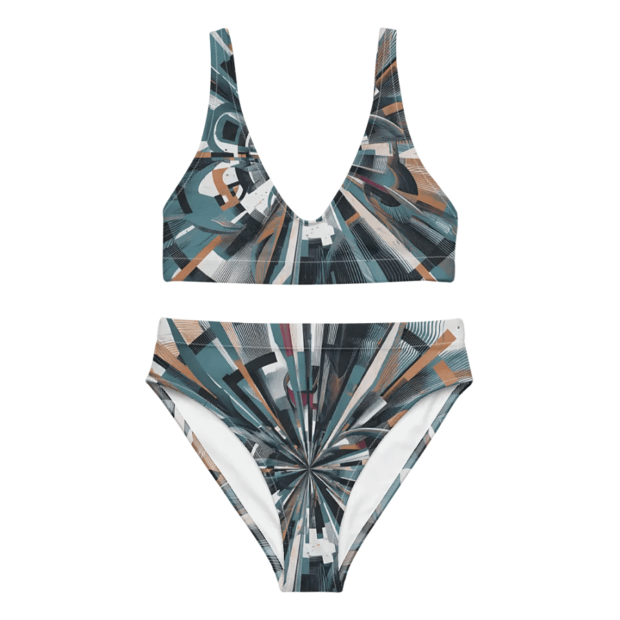 Abstract Lithographic Pattern Design High Waisted Bikini - V13 product image (8)
