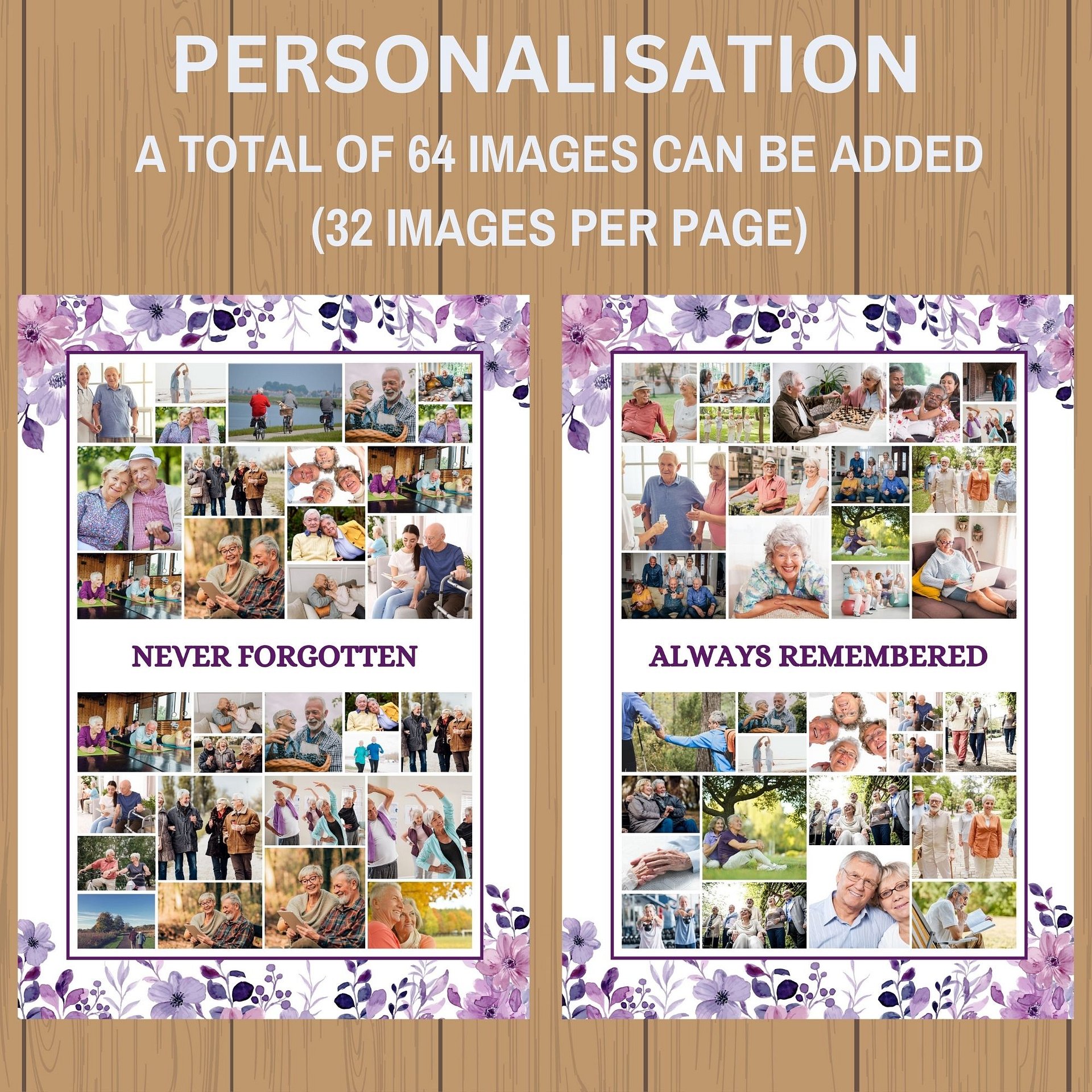 Purple Flowers Funeral Photo Collage Sign Set Canva Template product image (7)