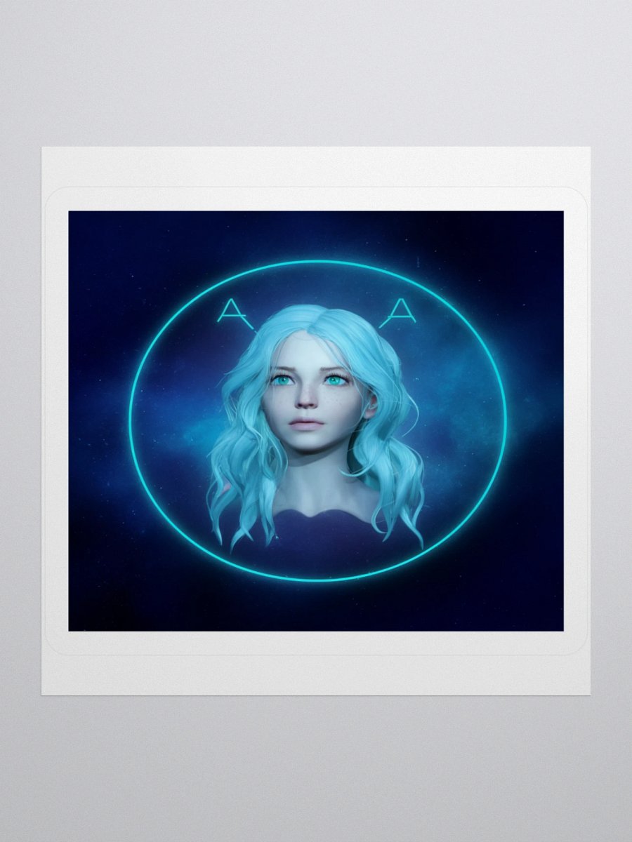 Aquarius Neon Blue Vinyl Sticker - Futuristic Digital Art product image (1)