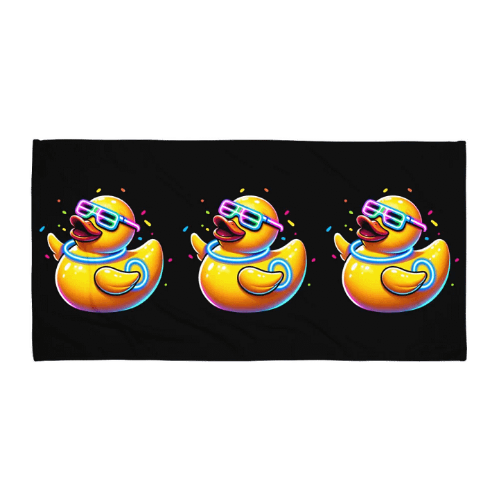 Neon Party Rubber Duck Black Towel product image (1)