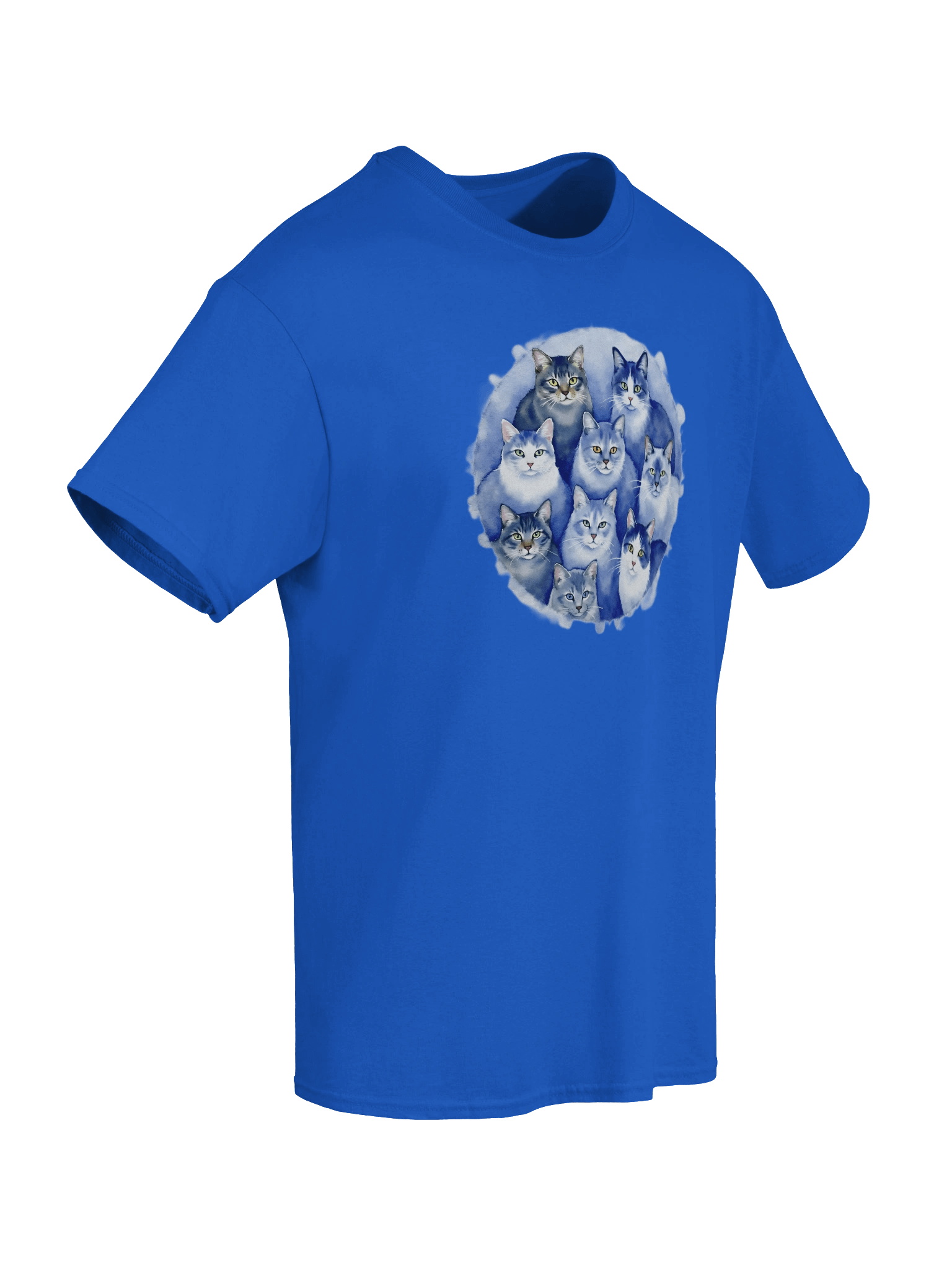 Cat T-shirt, various cats in blue, no. VAC002 product image (5)