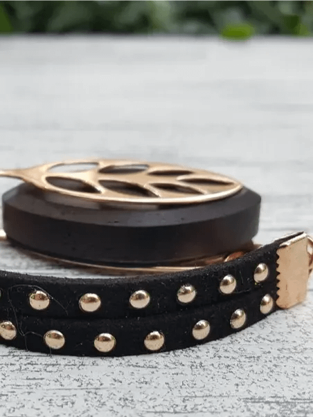 Black Faux Suede Stud Bracelet | Handmade Accessory for Bellabeat Leaf Urban & Ivy product image (1)