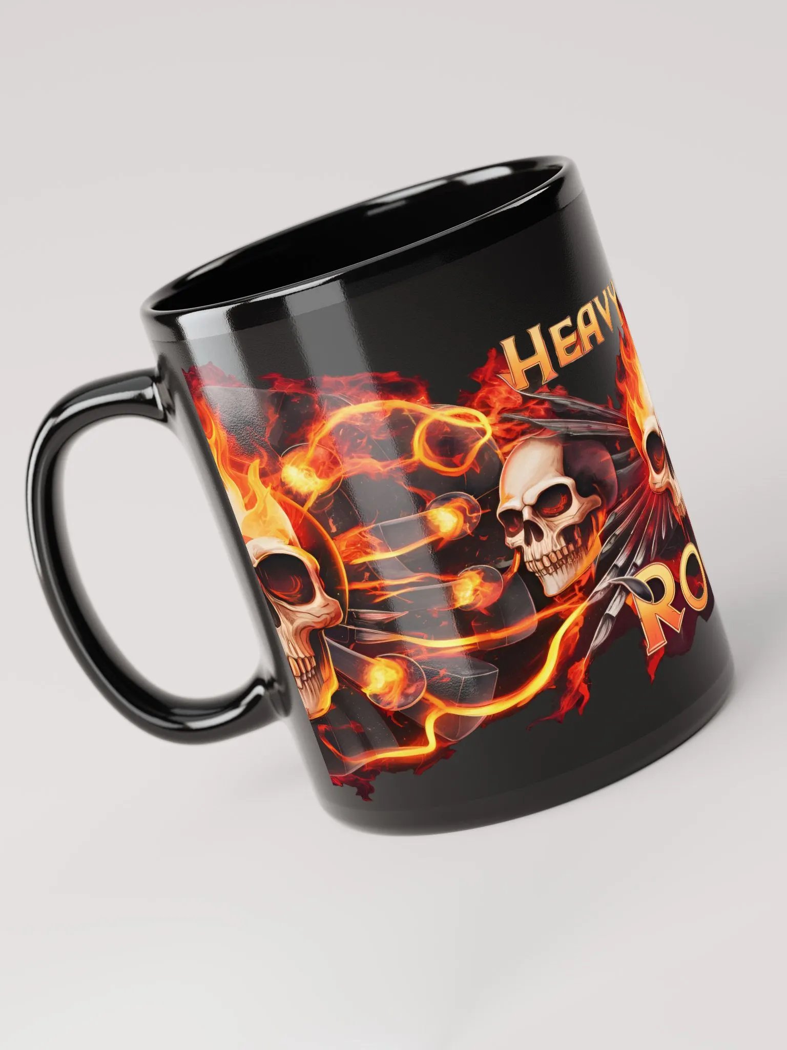 Flaming Skulls Black Mug product image (6)