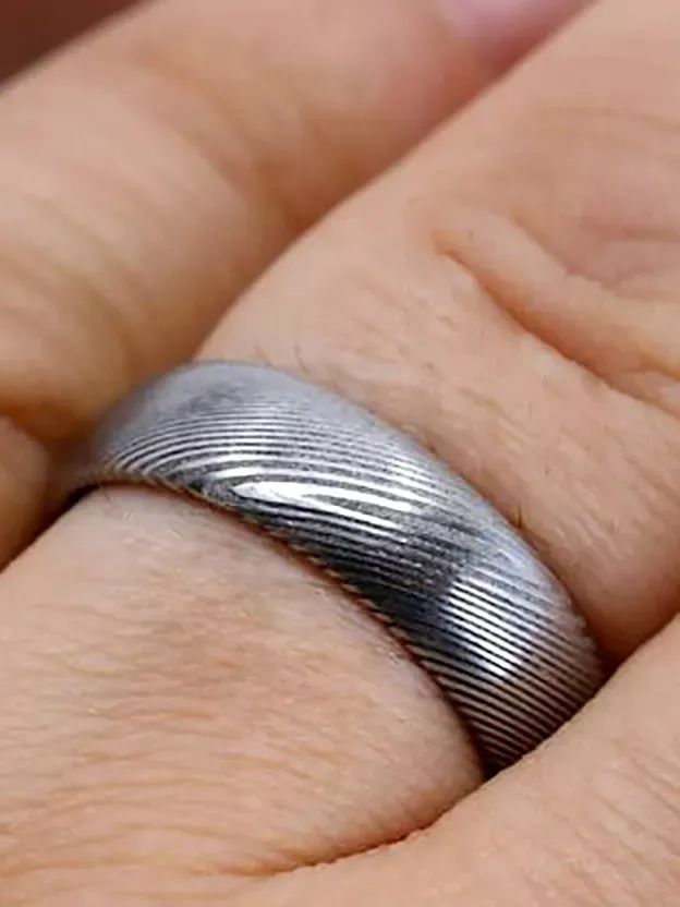 Customized Basic Damascus Steel Ring Wedding Band For Men Engagement Hand Forged product image (3)