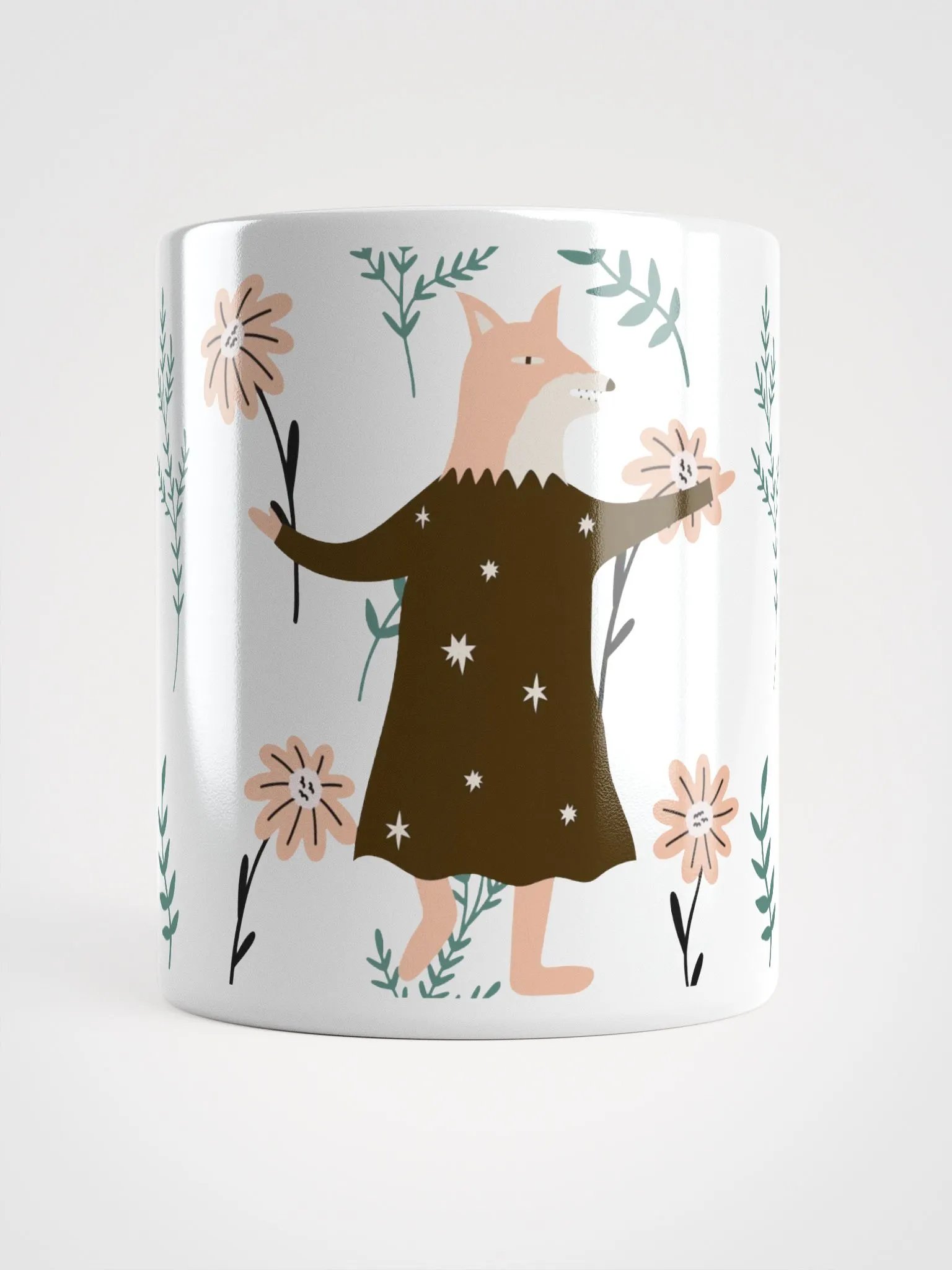 COFFEE MUG Floral Fox Folk Art| Housewarming Birthday Gifts Cute Weird Stuff Quirky Tea Ceramic product image (1)
