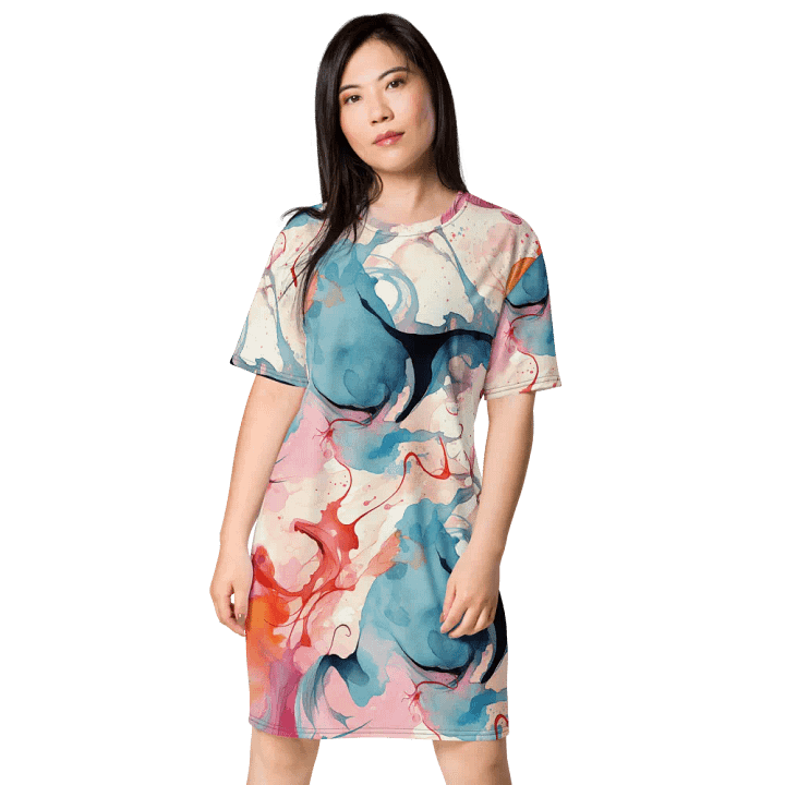 Fluid Swirls Watercolor T-Shirt Dress product image (1)