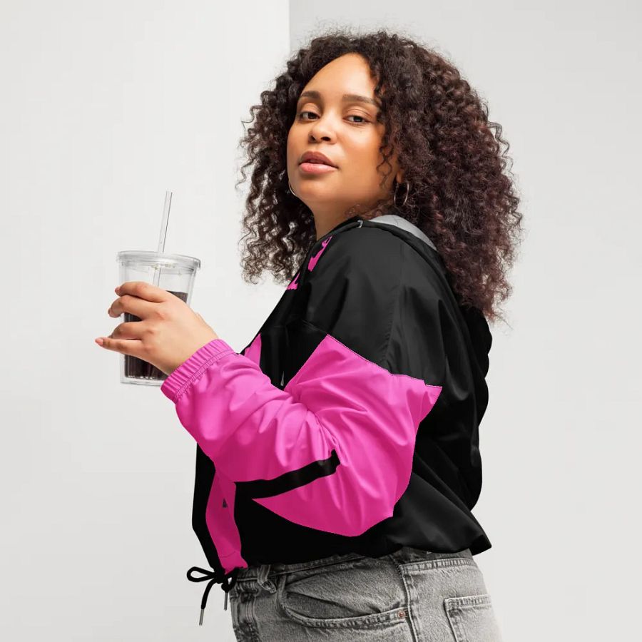 Pink Ghostly Glam Crop Hoodie Windbreaker product image (11)