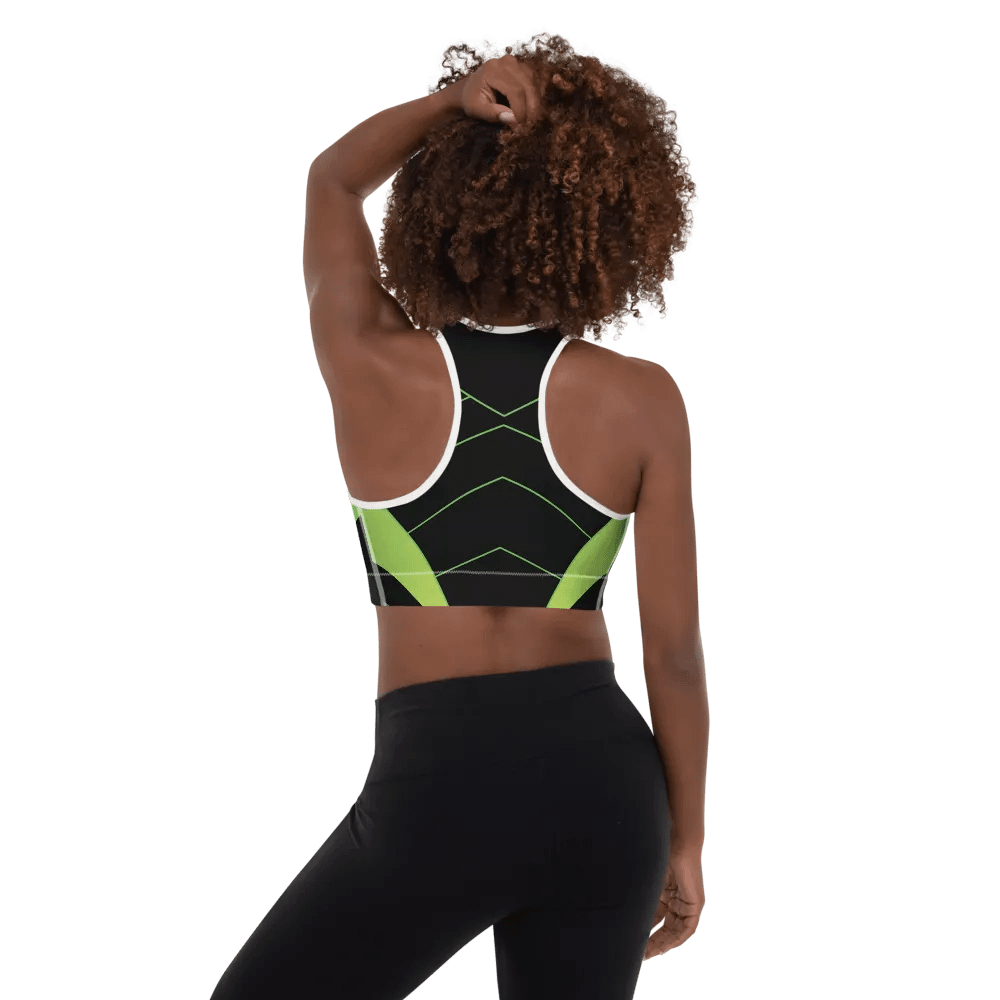 Black and green pattern base All-Over Print Padded Sports Bra. product image (4)