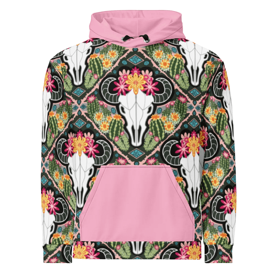 Adult's | Western Americana Cati Cow | Unisex Hooded Sweatshirt | with Cotton Candy Pink Accents product image (1)