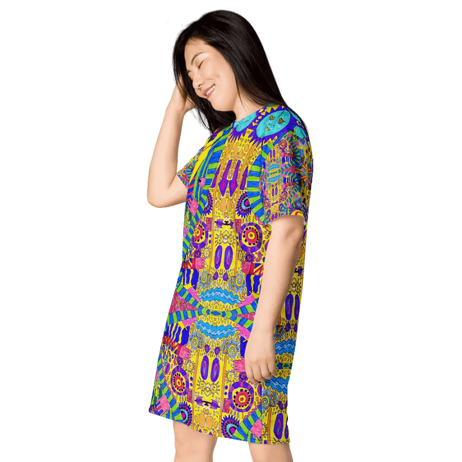 Abstract Colourful Doodle Ladies T Shirt Dress product image (7)