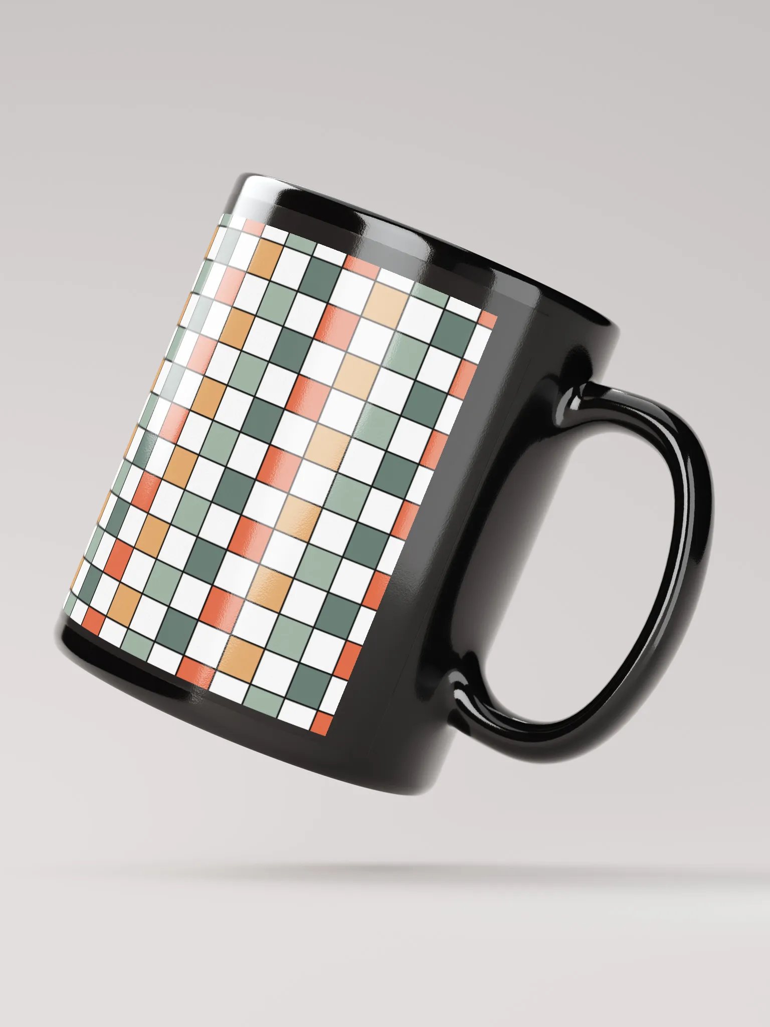Chromatic Grid Coffee Mug with Handles, Reusable Drinkware for Home Office , Summer Gifts product image (4)