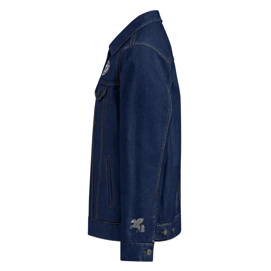 Threadfast Denim Jacket | AI-Crafted Art: Majestic Unicorn Head Illustration product image (5)