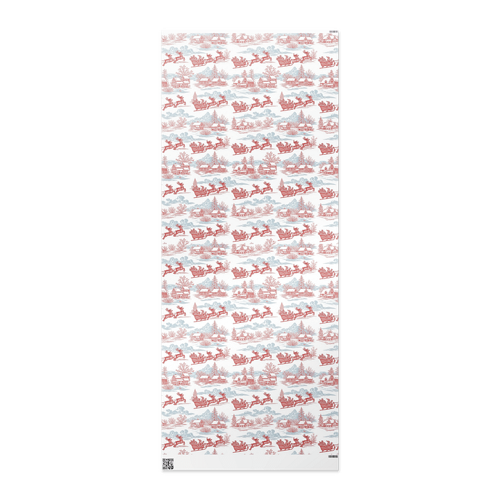 Here Comes Santa Claus Red Toile Chinoiserie Wrapping Paper product image (3)