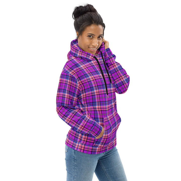 Bright Purple, Pink, and Blue Plaid Hoodie product image (1)