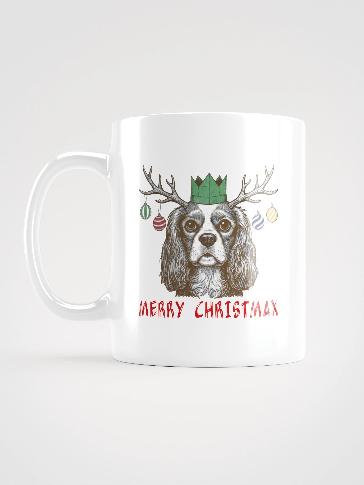 White Glossy Mug with Merry ChristMax Line Art product image (1)