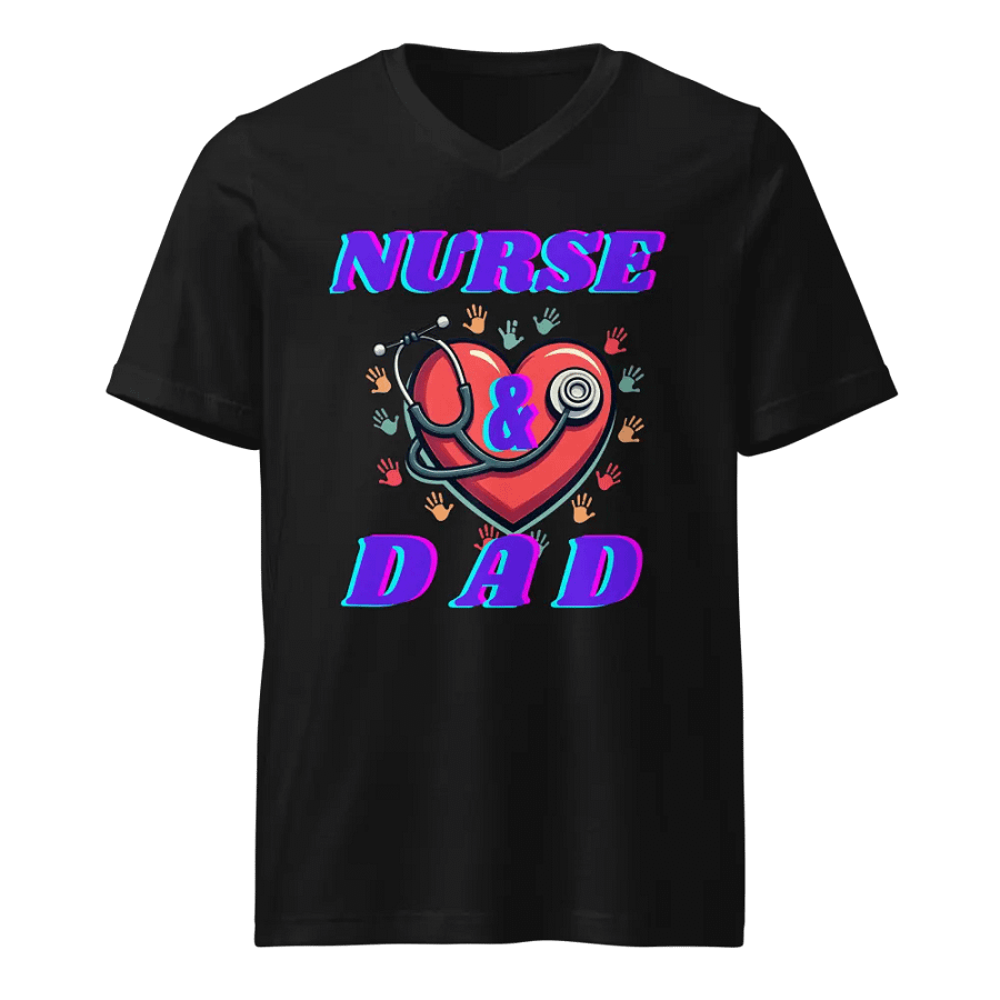 Nurse & Dad Heart Stethoscope v-neck Tee product image (1)