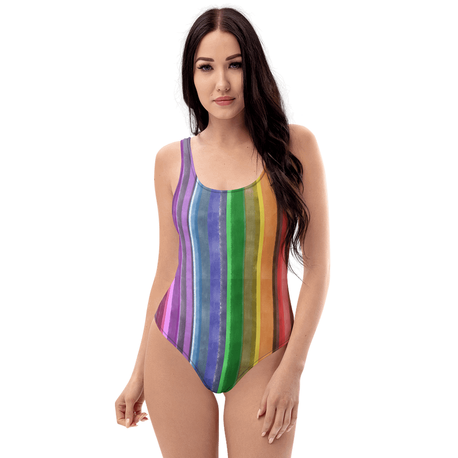 Cool Gouache Striped One-Piece Women's Swimsuit product image (3)