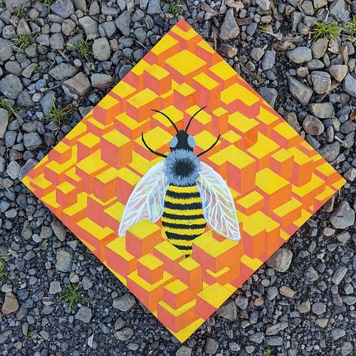 Just bee'n me 

Posca on 12x12 birch panel
Abandoned commission - available

#art #abstractart #3d #cube #tech #mech #bee #ho...
