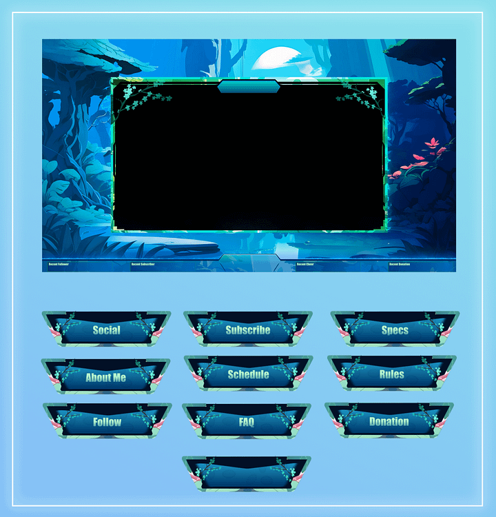 Cyber Stream Overlay Animated, Blue Overlay Animated, Stream Overlay Animated product image (2)
