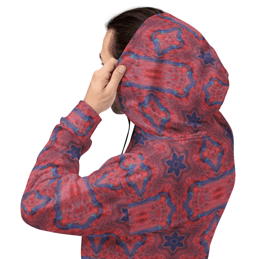 Abstract Repeating Star Pattern in Red Unisex All Over Print Hoodie product image (6)