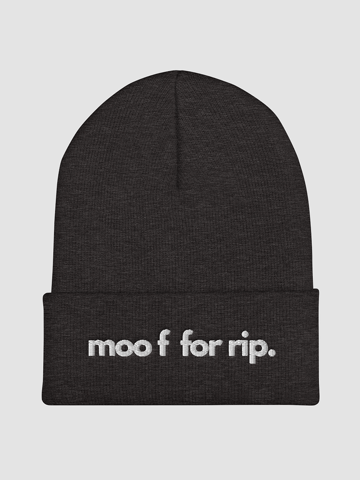 moo f for rip Cuffed Beanie, white stitching product image (1)