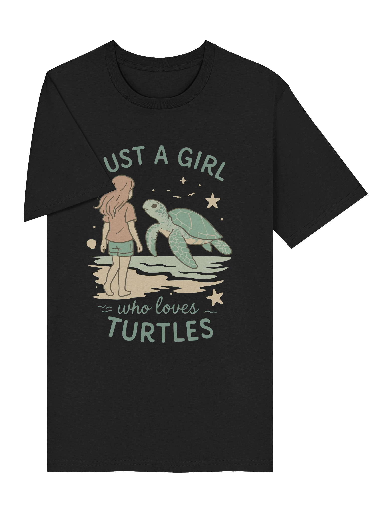 Graphic with Pastel Colors and Retro Hand-Drawn Text ‘Just a Girl Who Loves Turtles’ product image (33)