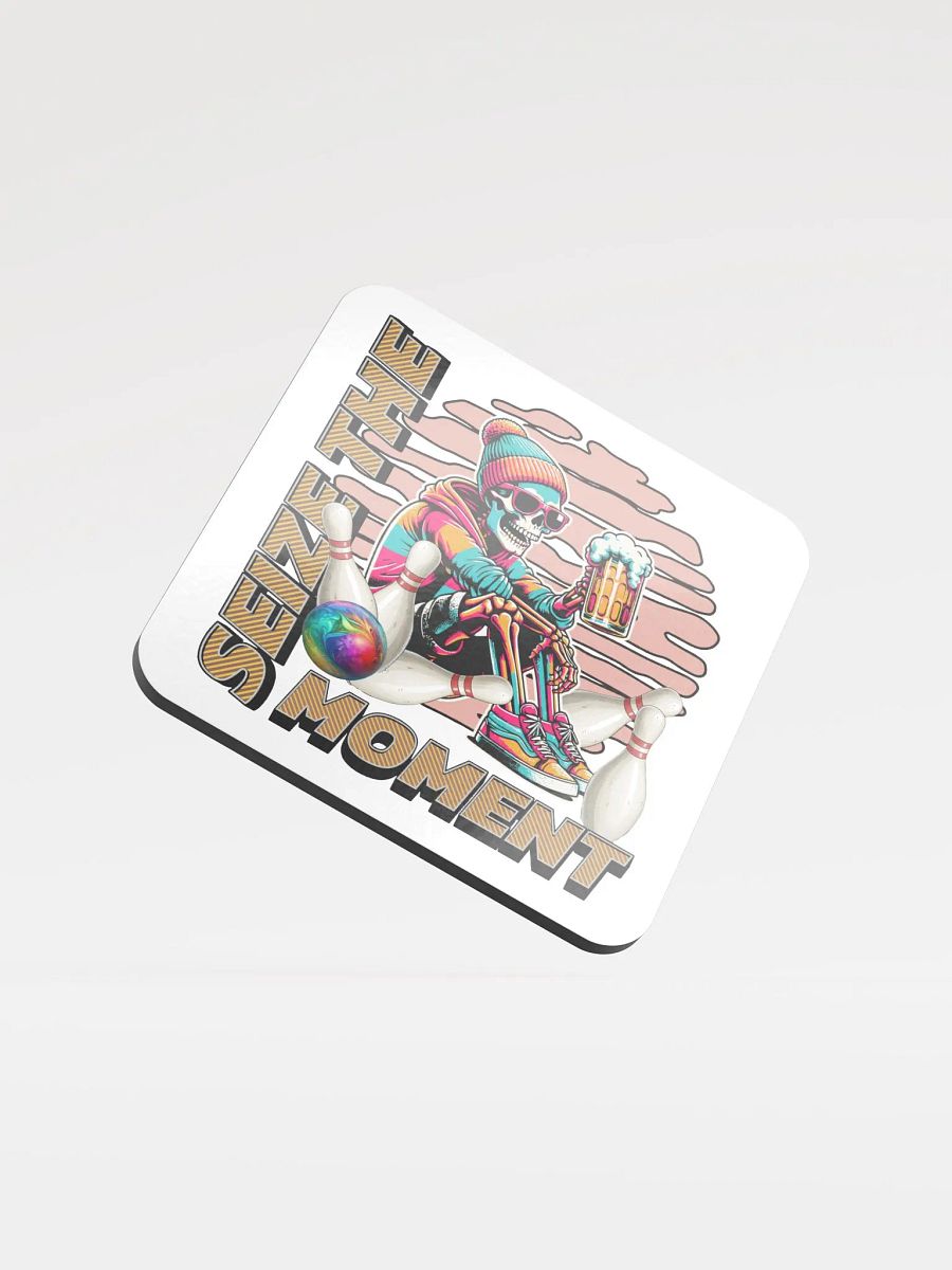 Seize The Moment Skeleton Beer Bowling Vibrant Moment Cork Coaster product image (2)