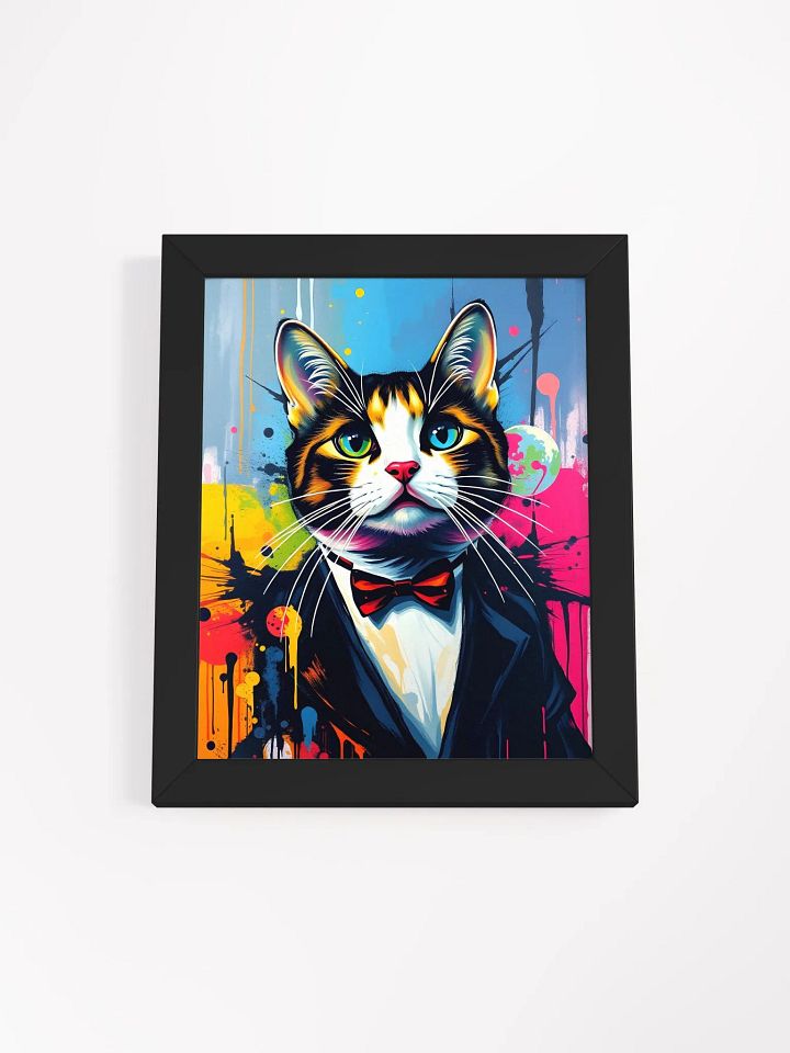 Now THAT is a tuxedo CAT! Vibrant Ayous Wood Framed Matte Print product image (6)