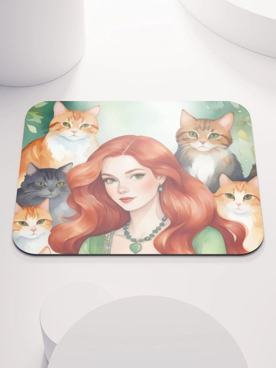 Red Cat Lady Mouse Pad product image (2)
