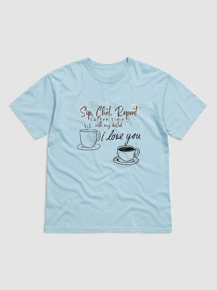 553-Gift Ideas for Friends Birthday-Comfort Colors Garment-Dyed Heavyweight T-Shirt, Comfort Colors 1717-Cotton--Sip, Chat, Repeat: Coffee Time with My Bestie product image (1)