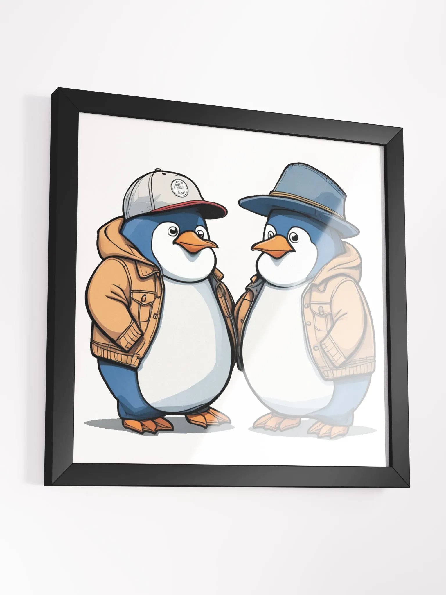 2 penguins wearing a coat and hats picture product image (3)