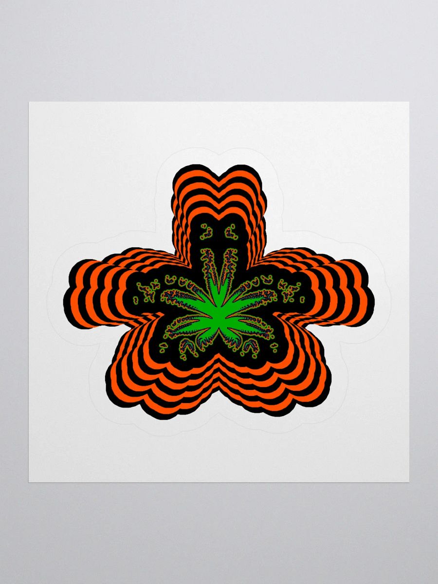 Twisted Weed Leaf Stoner Sticker, Orange Black Green Cannabis 420 Flower Art product image (1)
