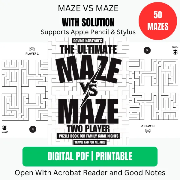 Maze Vs Maze: The Ultimate Two-Player Puzzle Book | Ebook | Printable PDF product image (1)