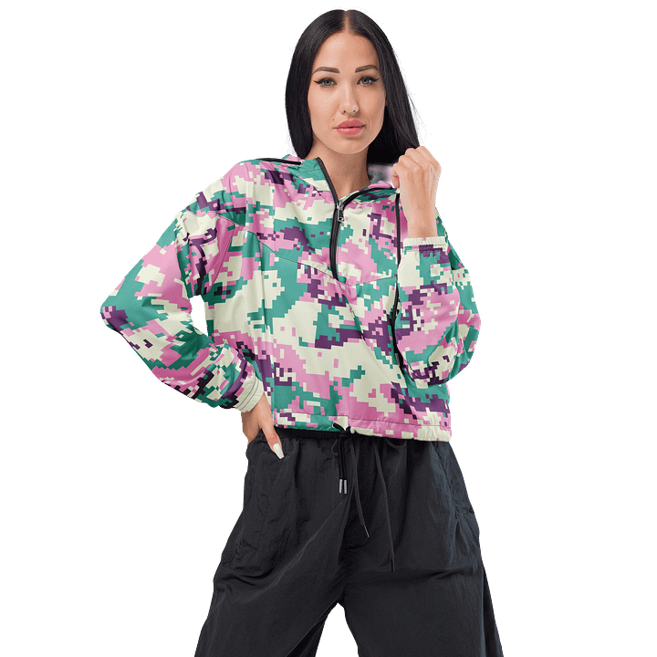 Pixelated Camo Chic Cropped Windbreaker product image (1)