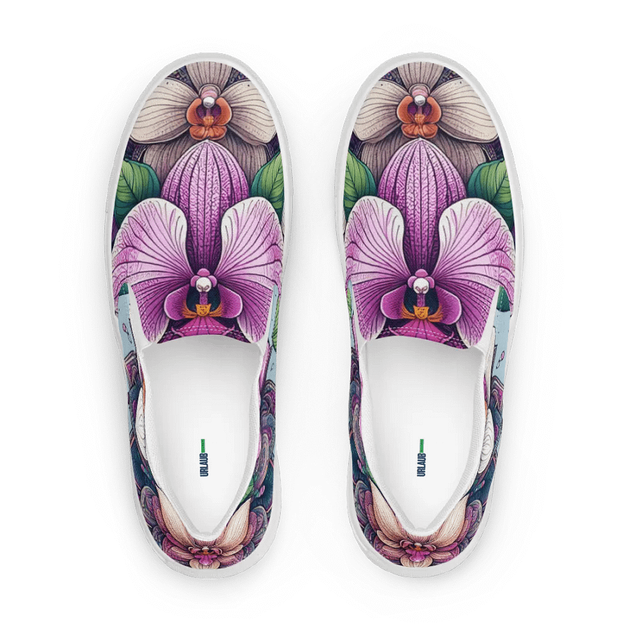 Women's Slip-On Canvas Shoes | KI-Design des Orchideen-Mandala-Motivs product image (2)